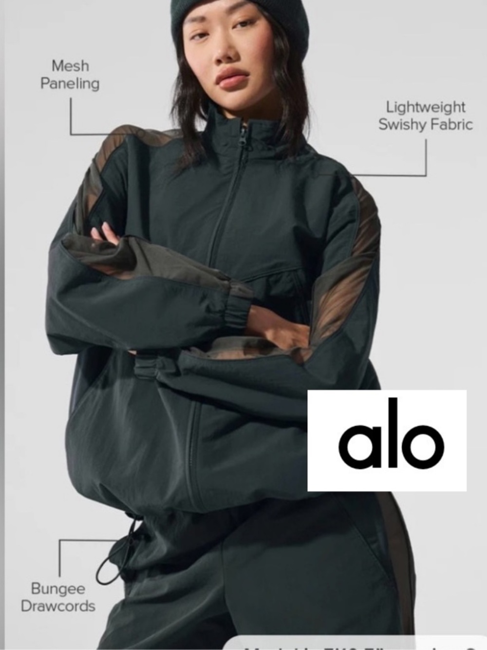 ALO  Origin Full Zip Track Jacket Charcoal Green Limited Edition,S, GP1532